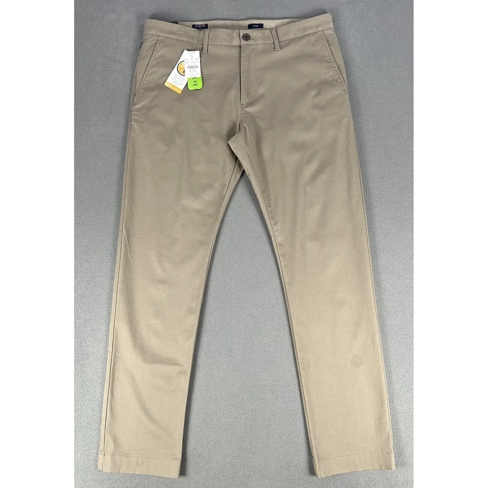 J Crew Pants Mens 34x32 Beige Slim TruTemp 365 Twill Chino Minimalist New